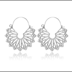 Bohemian Silver Hoop Earrings NWT